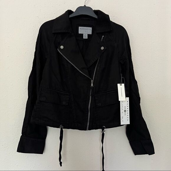 Anthropologie Marrakech Black Twill Moto Jacket NEW Size XS - Picture 6 of 9